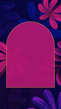 Purple floral frame iPhone wallpaper, dark design