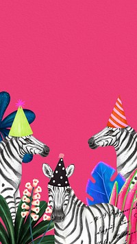 Cute zebra iPhone wallpaper, pink design