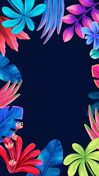 Colorful tropical frame iPhone wallpaper, dark design