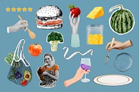 Eating lifestyle remix collage element set psd