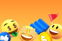 Business success emoticons background, 3D yellow design