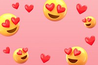 Heart eyes emoticons background 3D frame design