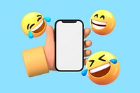 Happy emoticons, blank phone screen with design space