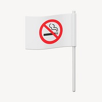 No smoking flag mockup, 3D rendered design psd
