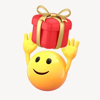Present box emoji, 3D emoticon illustration