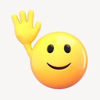 Waving emoji collage element, 3D emoticon illustration