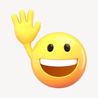 Smiley waving emoji 3D rendered illustration