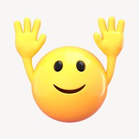 Emoji raising hand collage element, 3D emoticon illustration