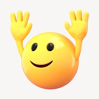 Emoji raising hand collage element, 3D emoticon illustration