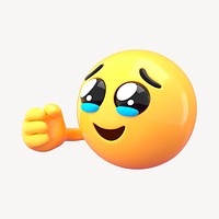 Teary emoji collage element, 3D emoticon illustration