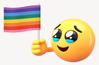 Emoji holding LGBT flag mockup, 3D rendered design psd