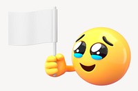 Emoticon holding flag mockup, 3D rendered design psd