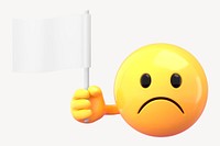 Emoticon holding flag mockup, 3D rendered design psd