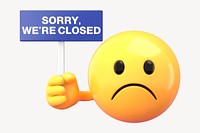 Closed sign mockup, 3D emoji design psd