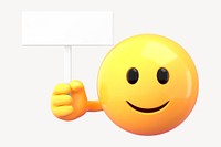 Emoji holding sign mockup, 3D rendered design psd