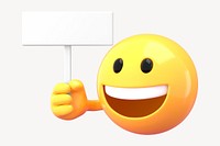 Emoji holding sign mockup, 3D rendered design psd