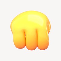 3D left fist emoji collage element psd