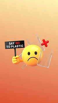 No plastic iPhone wallpaper, 3D emoji illustration  