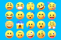 3D emoticons sticker, expression graphic set psd