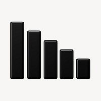 Black bar graph 3D rendered graphic psd