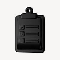 Black checklist clipboard 3D business icon