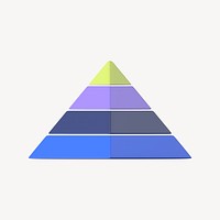 Colorful pyramid chart graph, 3D business shape graphic psd