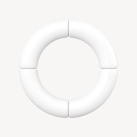 White circle chart graph 3d rendered shape, business clipart