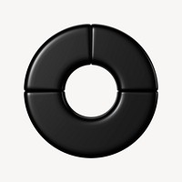 Black circle chart graph, 3D business shape graphic psd