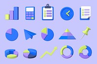 3D business graphic & icon set psd