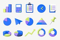 3D business graphic & icon set psd