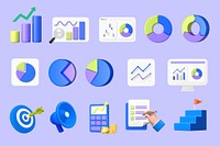 3D business graphic & icon set psd