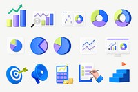 3D business graphic & icon set psd