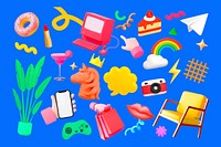 3D lifestyle illustration sticker set psd