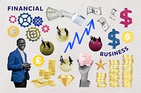 Finance illustration sticker set psd