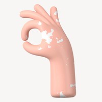 OK vitiligo hand gesture, 3D illustration psd