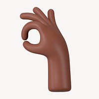 Black OK hand, 3D gesture illustration