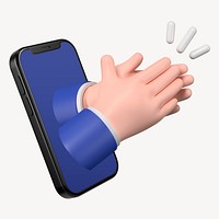 Businessman clapping hands, 3D smartphone graphic psd