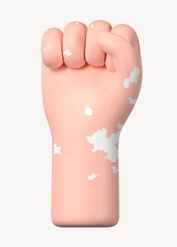 Raised fist, vitiligo awareness, 3D illustration psd