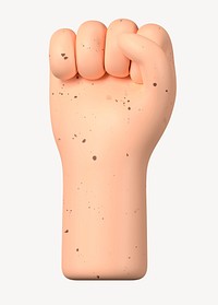 Raised fist, freckled skin, 3D illustration psd