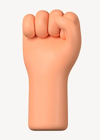 Raised fist hand, revolution symbol, 3D illustration psd