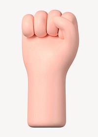 Raised fist hand, revolution symbol, 3D illustration psd