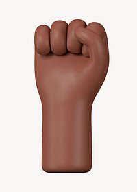 Raised fist black hand, revolution symbol, 3D illustration psd