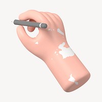 Vitiligo hand holding pencil, 3D illustration psd