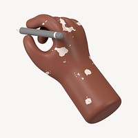 Vitiligo hand holding pencil, 3D illustration