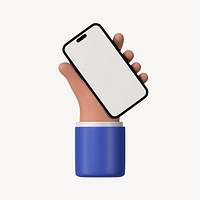 Smartphone screen mockup, 3D hand illustration psd