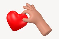 Hand holding heart, 3D charity graphic