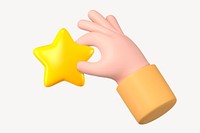 3D hand holding star, ranking concept psd