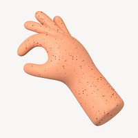 OK hand gesture, freckled skin, 3D graphic psd