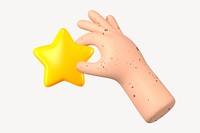 Hand picking up star,  3D illustration psd