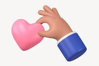 Hand holding heart, 3D charity graphic psd